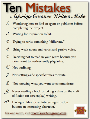 Ten mistakes aspiring creative writers make